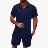 Vintage Polo-Shorts-Set für Herren - Sommerliches Outfit – Blau