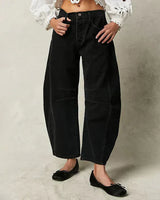 Adeline - Mittelhohe Barrel-Jeans für Damen – Schwarz