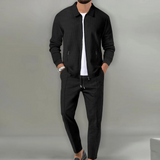 Luca | Herren Trainingsanzug Set Jacke und Hose Waffelstruktur – Schwarz