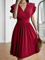 Laura - Stilvolles Kleid mit V-Ausschnitt für Damen – Rot