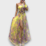 Aurielle – Maxikleid mit floraler – Gelb