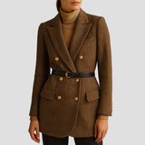 Gürtelter Tweed-Mantel – Braun