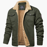 Herren Bomberjacke mit Reißverschluss und Kunstpelzfutter – Olivegrün