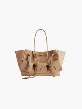 Luxuriöse vegane Leder-Strandtasche – Geflochtene Tote für Damen – Hellbraun