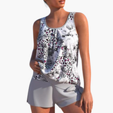 Zweiteiliges Tankini-Set für Frauen - Floral und bequem – Grau 2