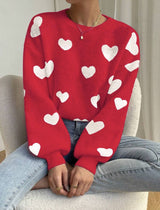 Herzgestrickter Pullover für Damen im lässigen Stil - Lumezia – Rot 2
