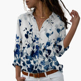 Blumen Colorblock Bluse für Damen - Stilvoll & Bequem – Himmelblau