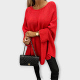 Leoni | Weicher Damenpullover mit Rundhalsausschnitt – Rot