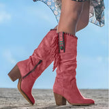 Boho Western Cowboystiefel für Damen | Wadenlang – Rosa