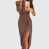 Lily | Chices Maxikleid mit Neckholder – Braun