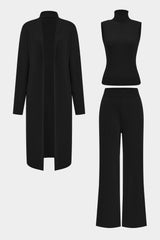 Luanne | Elegantes Dreiteiliges Set aus Geripptem Strick – Grün