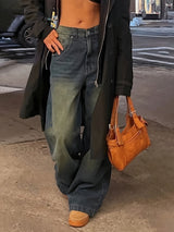 Baggy Jeans Damen | Weites Bein Mit Leichter Waschung – Blau