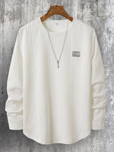 Lyman – Langarm Kapuzenpullover Mit Geometrischem Muster – Weiß