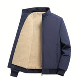 Herren Outdoor Jacke mit Fleece | Einfarbig Reißverschluss – Blau
