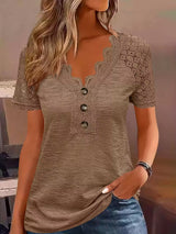 Stephanie | Leichtes schickes Spitzen T Shirt – Braun