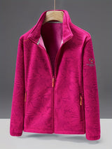 Damen-Fleecejacke mit durchgehendem Reißverschluss | Outdoor-Jacke mit Rollkragen – Rosa