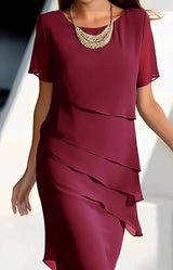 Raleigh - Elegantes Abendkleid aus Chiffon für Damen – Burgund