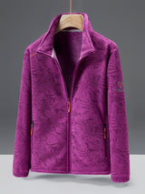 Damen-Fleecejacke mit durchgehendem Reißverschluss | Outdoor-Jacke mit Rollkragen – Rot