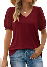 Damen Top mit V-Ausschnitt – Bordeauxrot