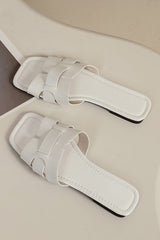 Elegante weiße Slides mit Kroko-Optik – Weiß
