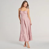 Freya | Langes Blumenkleid mit Trägern – Rose