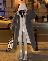 Marisol - Stilvolle Kapuzenjacke mit Zweifarbdesign & Knopfverschluss – Grau