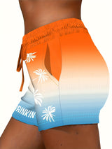 Damen Sommer Relaxpullover mit Palmenprint und Aufschrift "DAY DRINKIN'" – Ideal für den Sommer und die Freizeit – Orange
