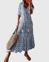 Amalia™ | Retro Bohemian Sommerkleid – Blau