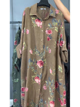 Jovie - Premium-Hemdblusenkleid aus Leinen – Camel