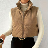 Kyra | Elegantes Cord-Vest – Khaki