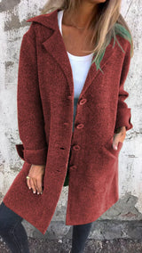 Isabella – lässige lange jacke mit umschlag – Rot
