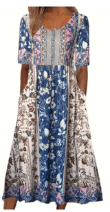 Helga - Besonderes Midikleid mit Rundhalsausschnitt – Stil-4