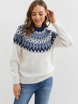 PANDORE -  Hinreißender gemusterter Pullover – Weiß