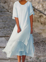 Hermine - Elegantes Schichtenkleid – Hellblau (Fast ausverkauft)