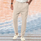 Dario - Stylische und coole Leinenhose mit schmaler Passform – Khaki