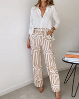 Kammay | Stilvolle Pantalon mit gratis Bluse & Gürtel – Khaki