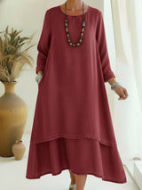 Sienna - langärmeliges Midi-Kleid mit weicher Haptik – Rot