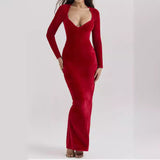 Valeria - Elegantes langärmeliges Kleid – Rot