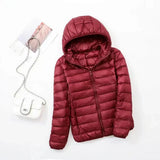 Wasserdichte und ultraleichte winterjacke für damen – Dunkelrot