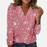 Yinthe – Diamantbluse Mit V-Ausschnitt – Rosa