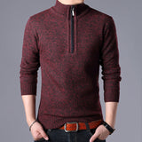 Herren Klassischer Pullover mit Reißverschluss – Dunkelot