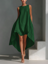 Elvina - Luftiges Midikleid aus Leinen – Grün