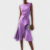 Elfriede | Damen Ärmelloses Midikleid Drapiert Asymmetrisch – Asymm. Midi Drapiert 2026 – Violett