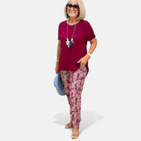 Emma | Bedrucktes Kurzarm-Top – Rot