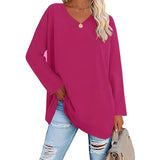 Alicia™ - Lässiger V-Ausschnitt Pullover – Dunkelrosa