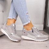 Anty | Glänzende Schnür-Sneaker – Grau