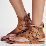 Sabrina - Gladiatorensandalen aus Leder mit Schnürsenkeln für einen Boho-Stil – Braun