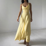 Loida - Blaues Midikleid ohne Ärmel – Amarillo