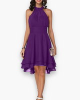 Damen Elegantes Rüschendes Kleid | Midi Festliches Kleid – Lila