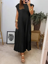 Simone | Leichte und elegante Plissiertrobe – Schwarz